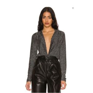 PAIGE Julianne Metallic Ribbed Bodysuit